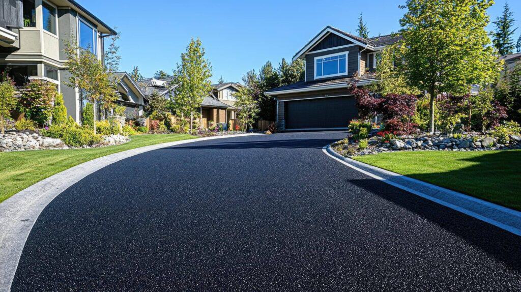 A newly installed asphalt driveway before its first sealing by Crest Property Care
