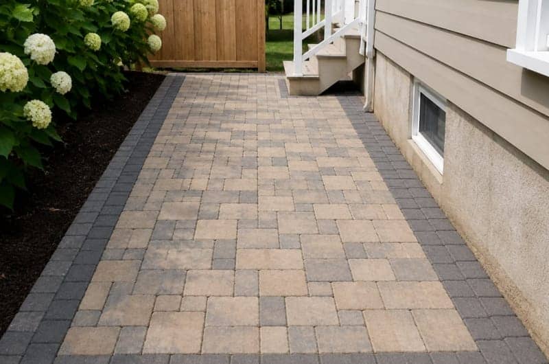 Bare ground to interlock walkway after