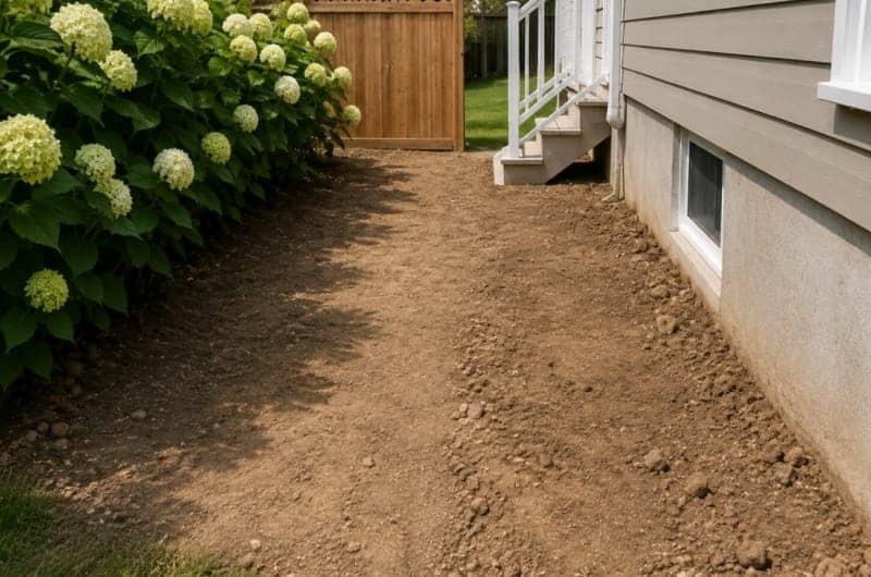 Bare ground to interlock walkway before