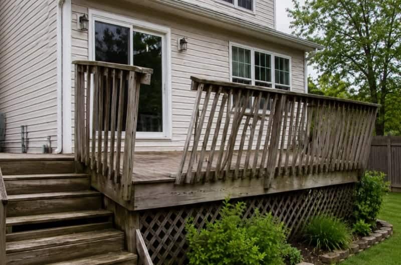 Damaged railing to solid repair before Damaged railing to solid repair before