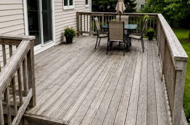 Faded deck to rich stain before Faded deck to rich stain before