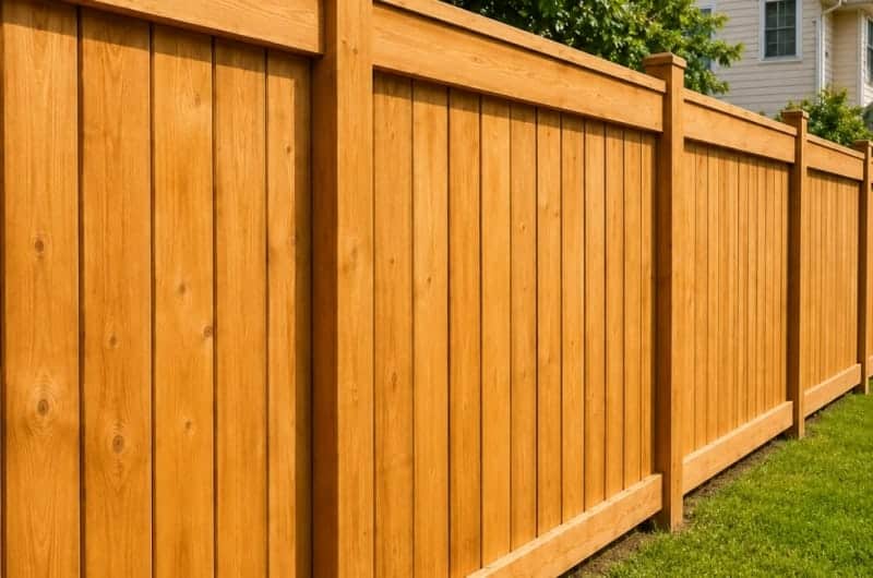 Weathered fence to bright finish after