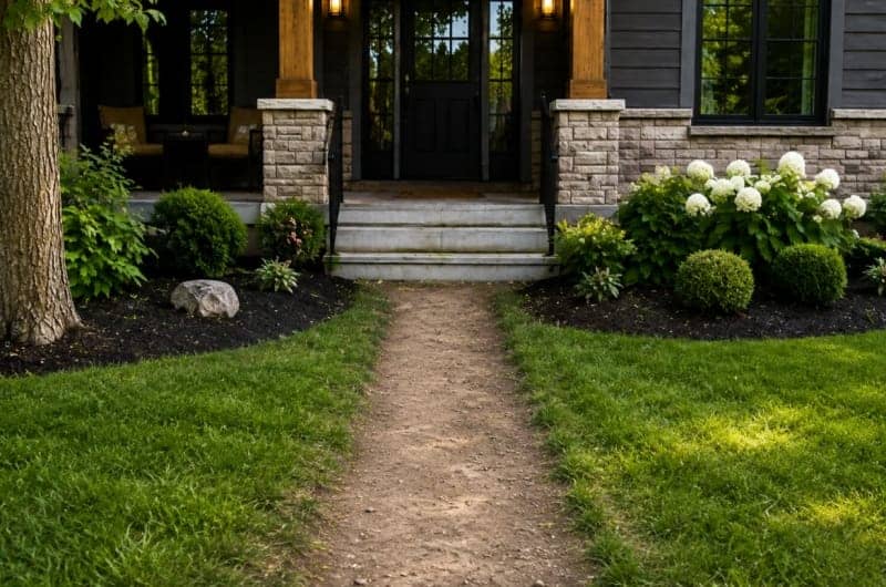 Worn path to custom walkway before